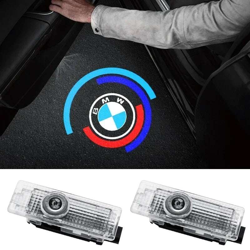 2 قطعة من مصابيح الترحيب بباب السيارة بشعار LED مع إسقاط ليزر لسيارات BMW 50th E63 E64 F60 F32 F33 F36 F82 F83 وملحقاتها