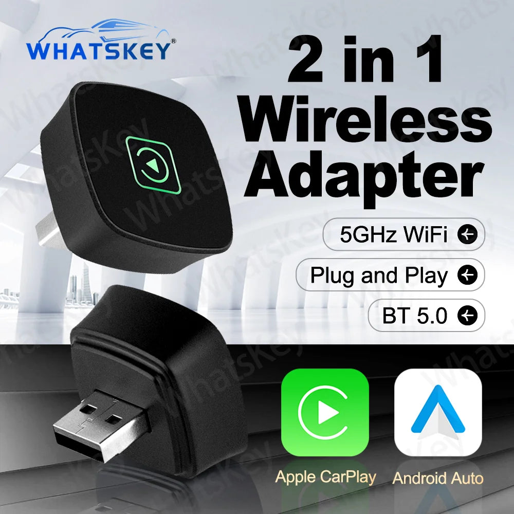 Plug-And-Play 2 In 1 Wireless Carplay Android Auto for Hyundai Honda Haval Genesis Ford Fiat Dodge Chevrolet Borgward Ram Volvo