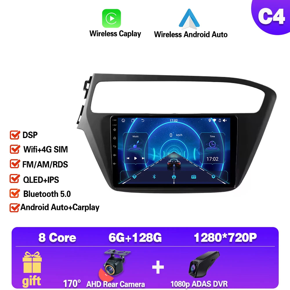 Android 15 For Hyundai i20 2 2018 - 2020 android Auto Car radio Multimedia player 4G Carplay 2din GPS Stereo radio WIFI