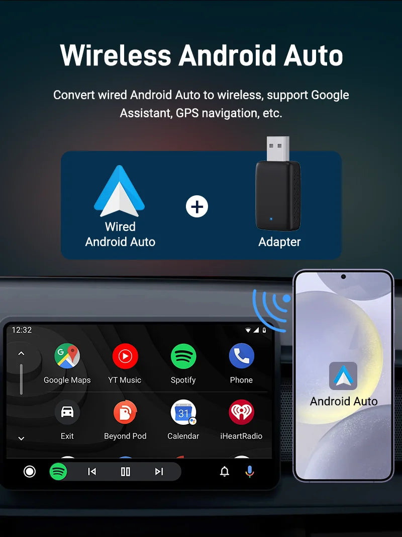 2025New Wired to Wireless Carplay Android Auto 2in1 Mini Adapter Dongle Auto Connect Plug&Play Bluetooth WiFi Universal Mini Box
