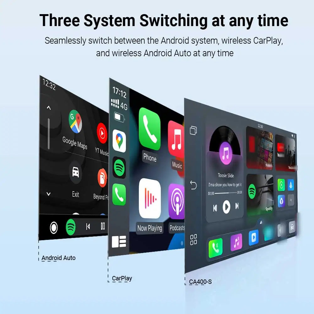 Play2Video Pro Wireless CarPlay Android Auto Adapter for Factory Cars with Builtin Apps for YouTube Spotify