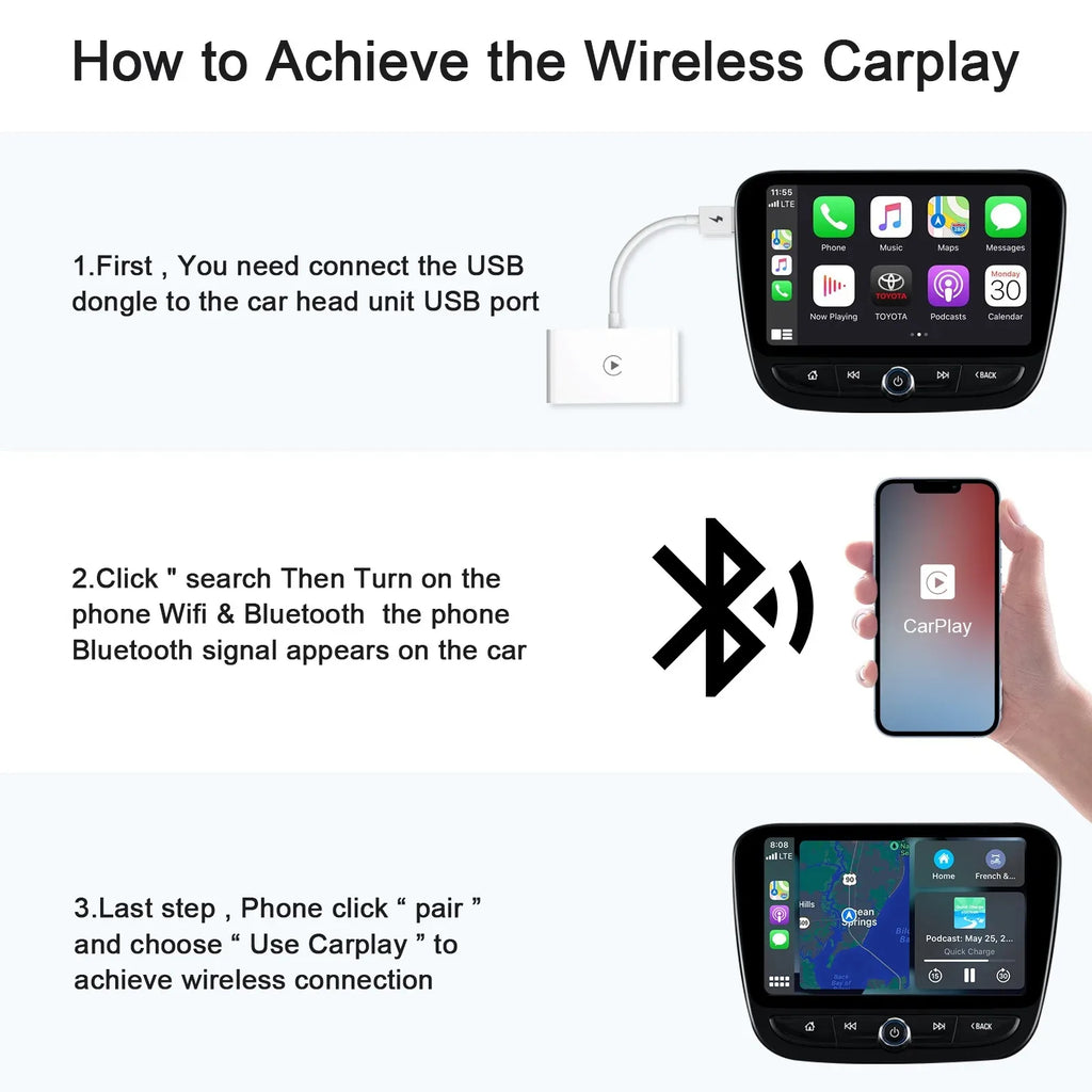 Wireless CarPlay Adapter for Android/Iphone IOS Convert Wired CarPlay to Wireless Dongle Plug Paly USB/Type-C Auto Car Adapter