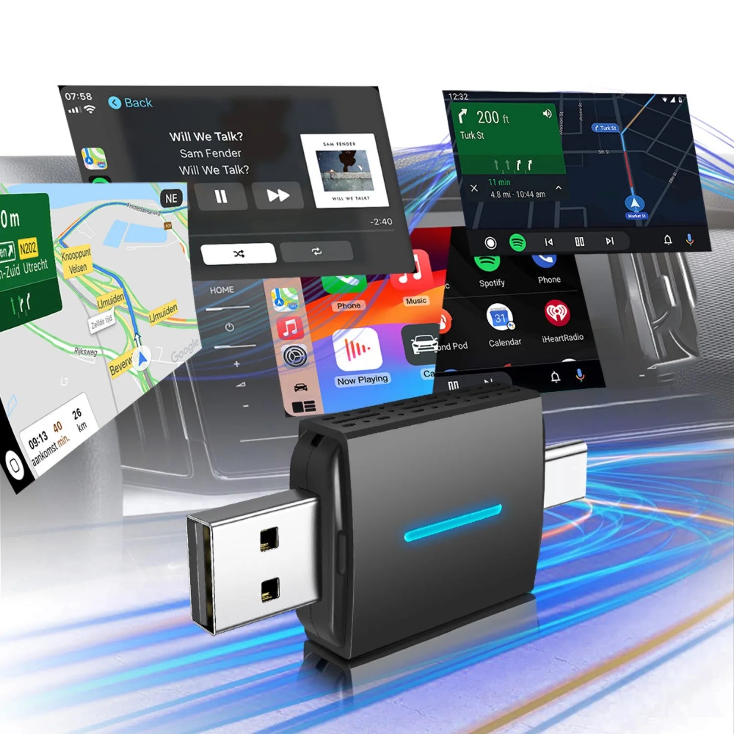 Car Wired To Wireless Carplay Box Car Interconnection Box Car Adapter Wireless Carplay Box Plug and Play