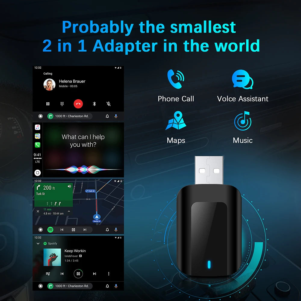 Wireless Adapter CarPlay Android Auto 2in1 Smart Dongle Play&Plug For Citroёn Aircross Berlingo Multispace C4 Picasso C5 Break