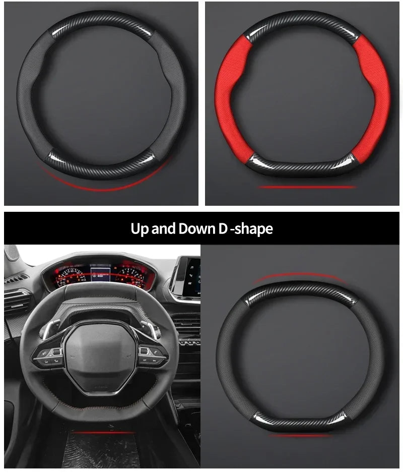 KIA Car Carbon Fiber Leather Car Steering Wheel Cover for  Rio Sorento Sportage Forte K3 K2 K5 Stonic Strong Spectra Optima
