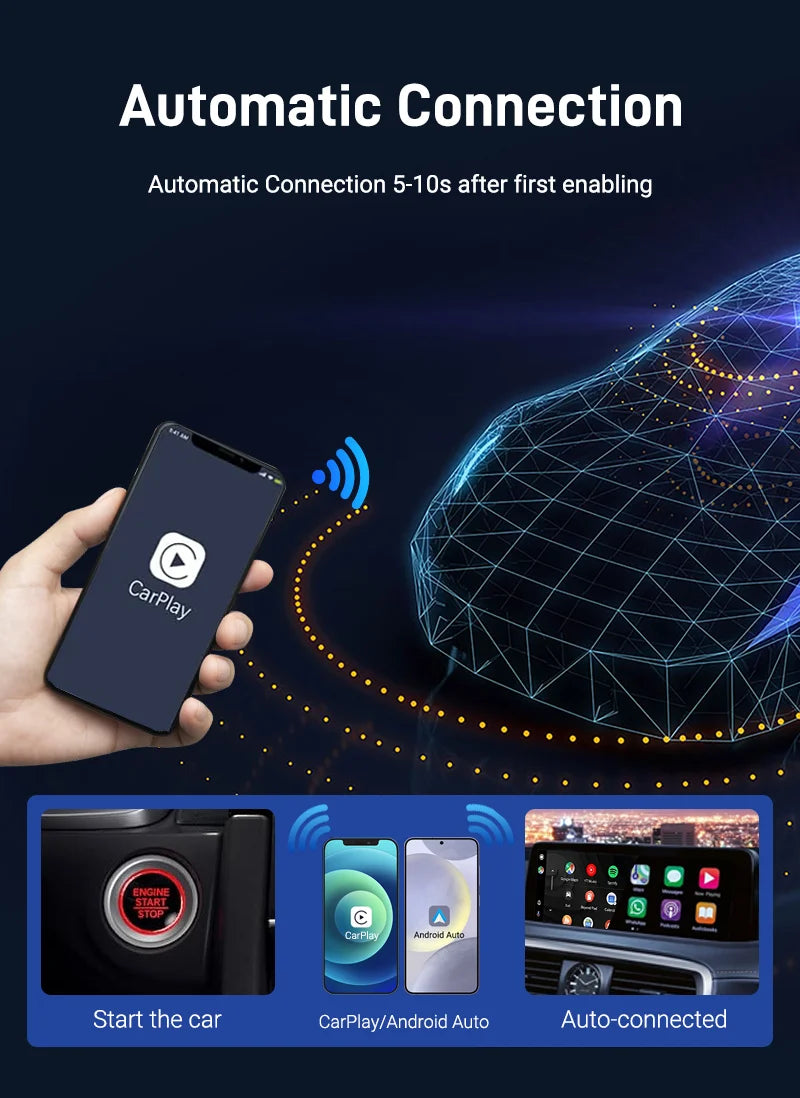 2025New Wired to Wireless Carplay Android Auto 2in1 Mini Adapter Dongle Auto Connect Plug&Play Bluetooth WiFi Universal Mini Box
