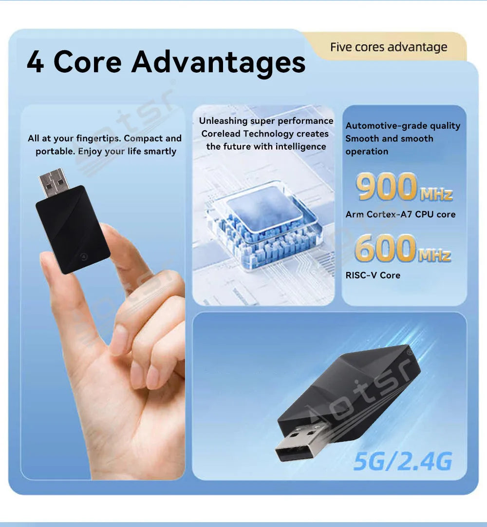The Car Accessories Modification of Carplay USB Stereo Radio Wireless Plug and Play Compatible with Most Cars
