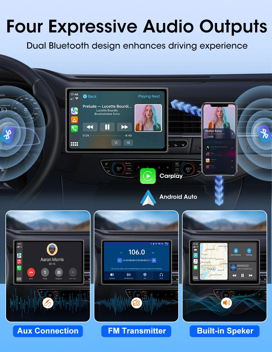 New 7/8/9" Carplay Screen for Car Vertical Screen Car Radio Wireless Carplay Android Auto Multimedia Video Player Car Monitors