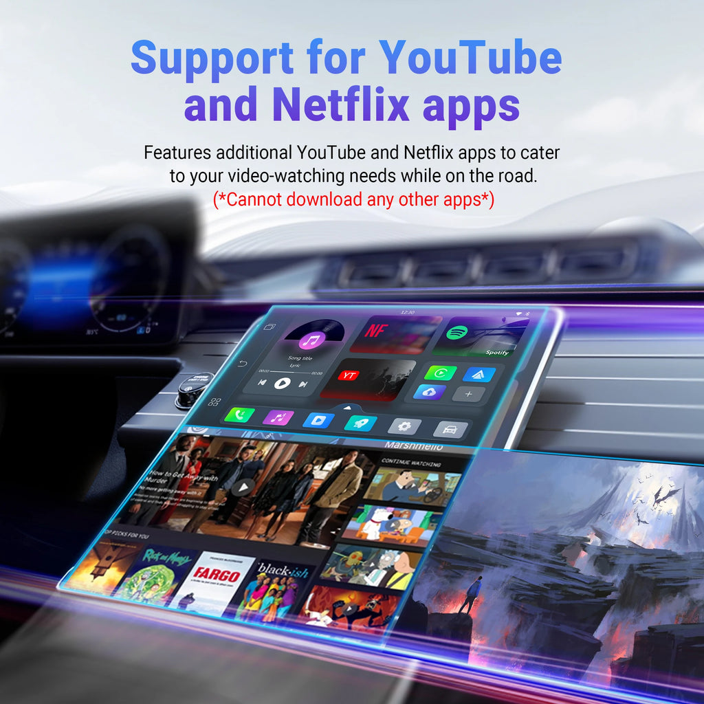 Play2Video Pro Wireless CarPlay Android Auto Adapter Built-in Video App for Youtube Multimedia TV Car Accessories for Netflix