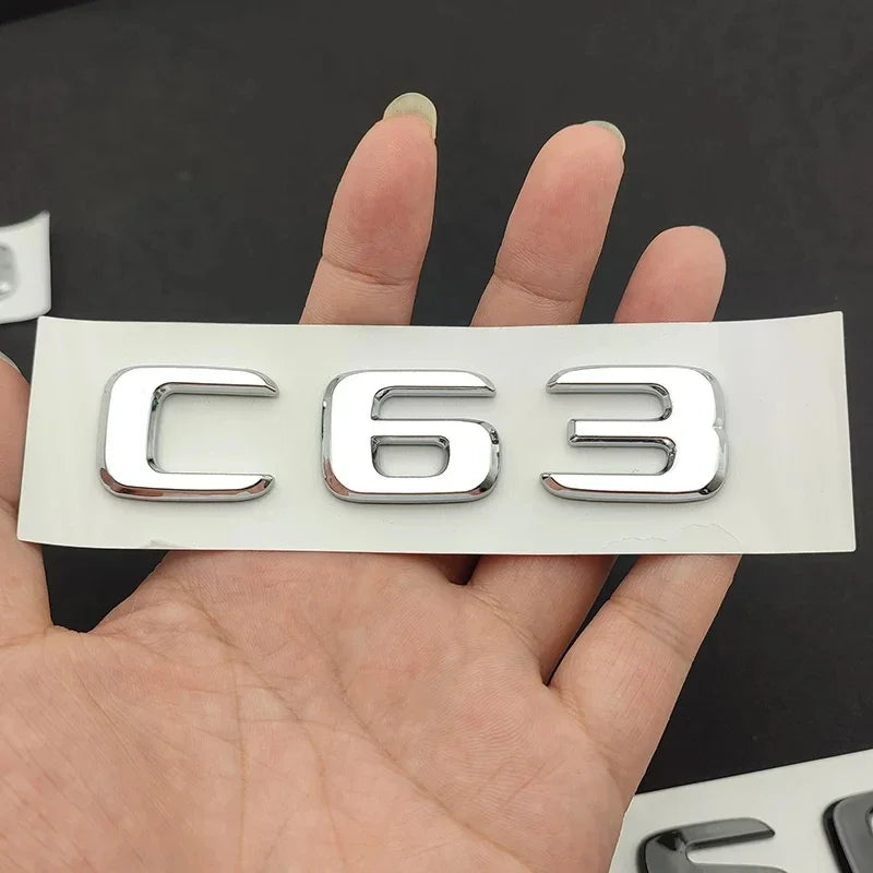 ملصق شعار صندوق السيارة ثلاثي الأبعاد من الكروم ABS لملحقات السيارة Mercedes AMG CE 63 W205 W204 W213 W212 W222 W221 C63 E63 S63