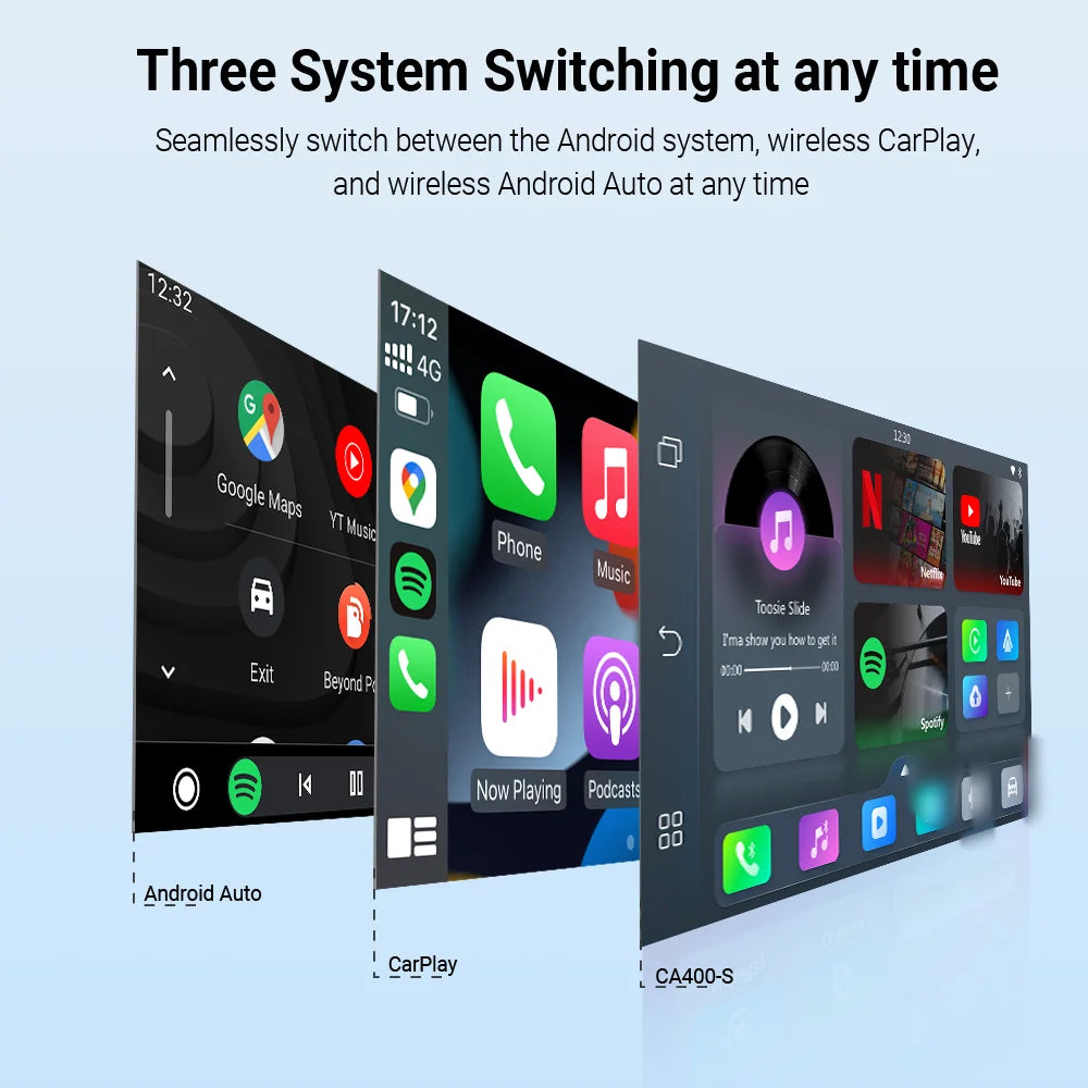 Play2Video Pro Wireless CarPlay Android Auto Adapter for Factory Cars with Builtin Apps for YouTube Spotify