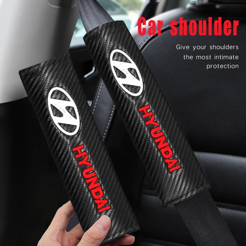 Hyundai Carbon Fiber Car Seat Belt Shoulder Cover Protection Pads Compatible with Tucson Accent Elantra Santa Sonata I20 I30 I40