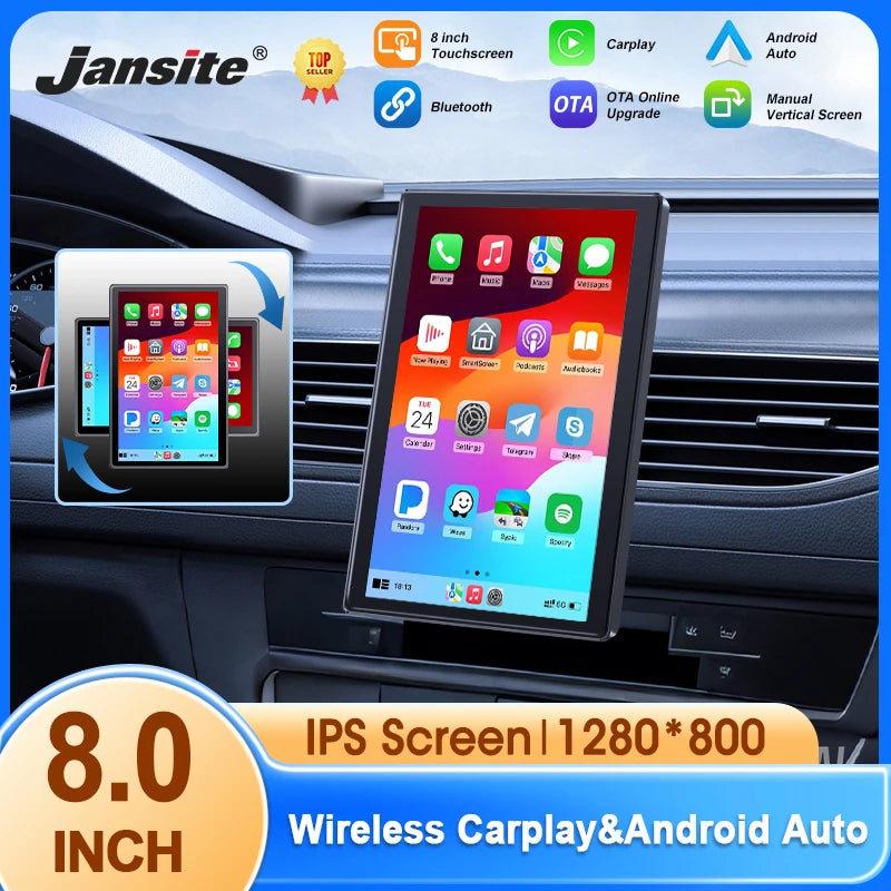 New 8 inch Carplay Screen for Car Wireless Carplay Android Auto Horizontal and Vertical Screen Navigation GPS Portable Car Radio