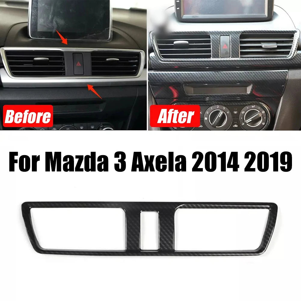 Carbon Fiber Middle Air Outlet Vent Cover Frame Trim For Mazda 3 Axela 2014-2019 Replacement Automobiles Parts