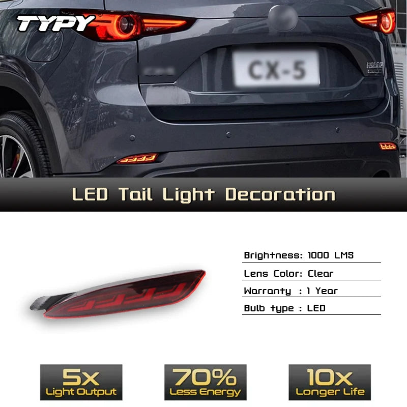 2 PCS LED Bumper Light Rear Lamp Brake Light Turn Signal Reflector For Mazda 6 Atenza 2019-2022  CX-5 CX5 2022-2023
