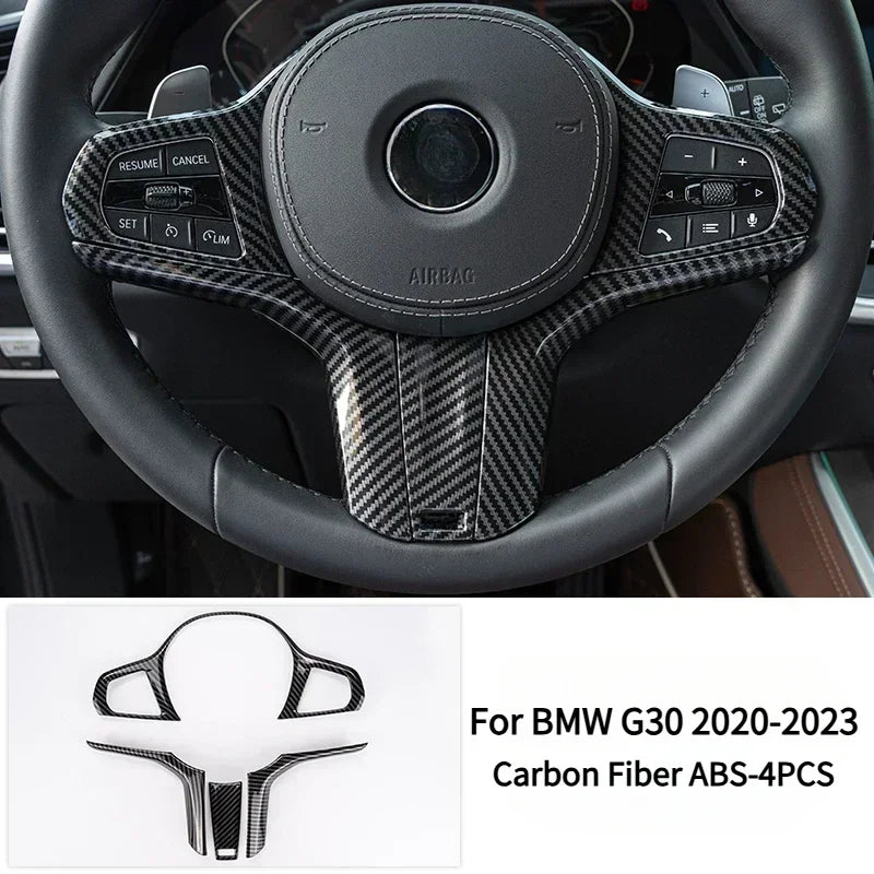 لسيارات BMW الفئة الخامسة G30 G38 2018-2023 من ألياف الكربون لوحة التحكم المركزية غطاء لوحة القيادة ملصقات الزخرفة ملحقات ضبط التصميم الداخلي