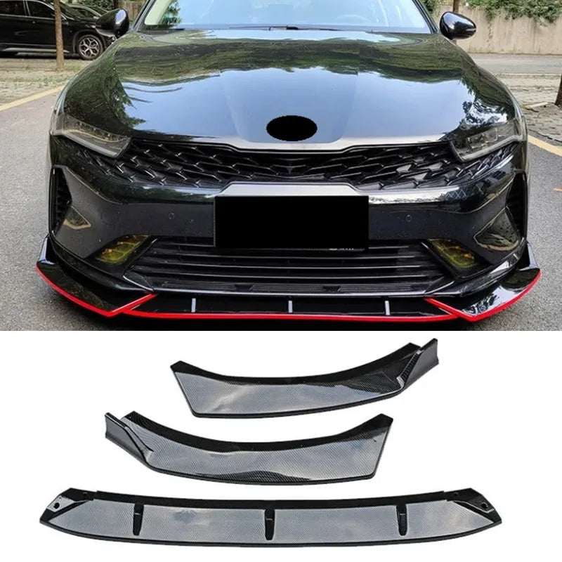 3PCS Glossy Look Front Bumper Spoiler Trim Lip Front Bumper Lip Carbon Fiber Look For KIA K5 2020-2021