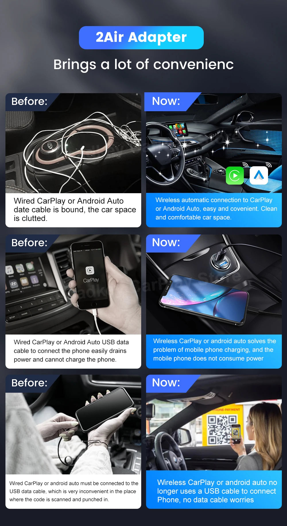 CarlinKit 5.0 & CarlinKit 4.0 Wireless CarPlay Android Auto Waze Music Spotify Auto For Audi Golf Peugeot Mazda KIA Mercedes MG