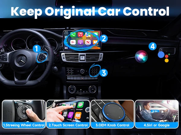 2 in 1 Wireless CarPlay Adapter Plug & Plug Auto Connect No Delay Converts Wired to Wireless Compatible for iPhone & Android