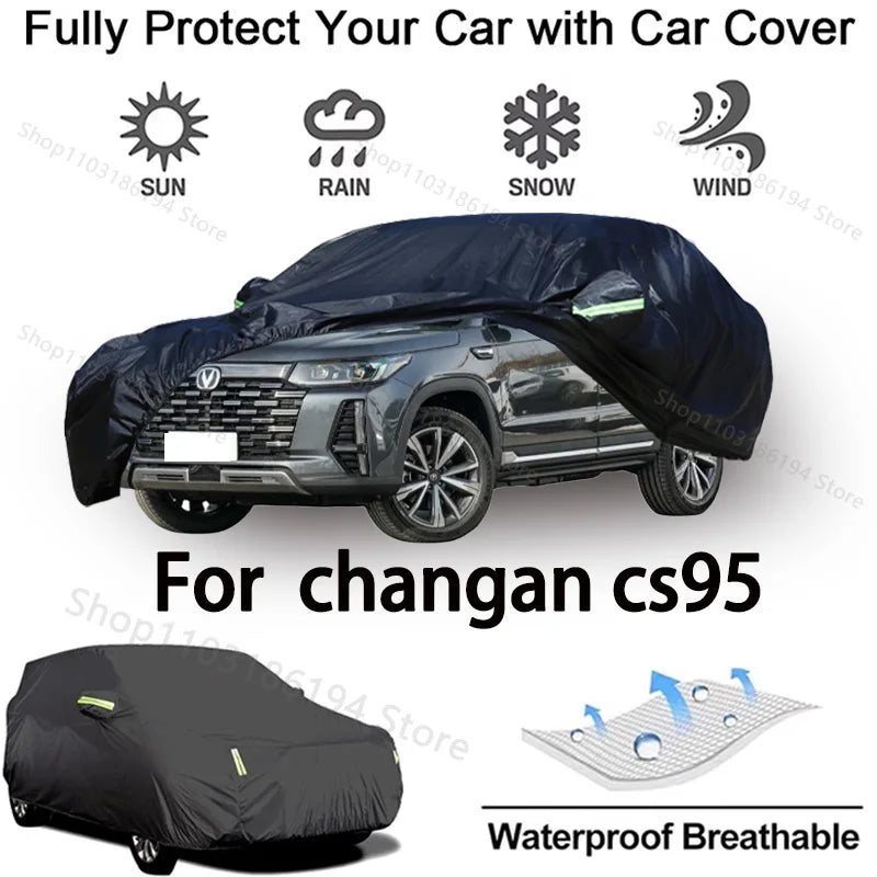 غطاء سيارة كامل لمعدات الحماية الخارجية ChangAn CS95 - مقاوم للثلج والشمس ومقاوم للماء والغبار وملحقات السيارات