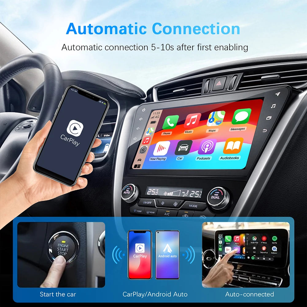 2024 New Wireless Carplay Android Auto Wireless Adapter Smart Dongle 2in 1 5G Wifi&Bluetooth 5 For Wired CP AA Connect Plug&Play