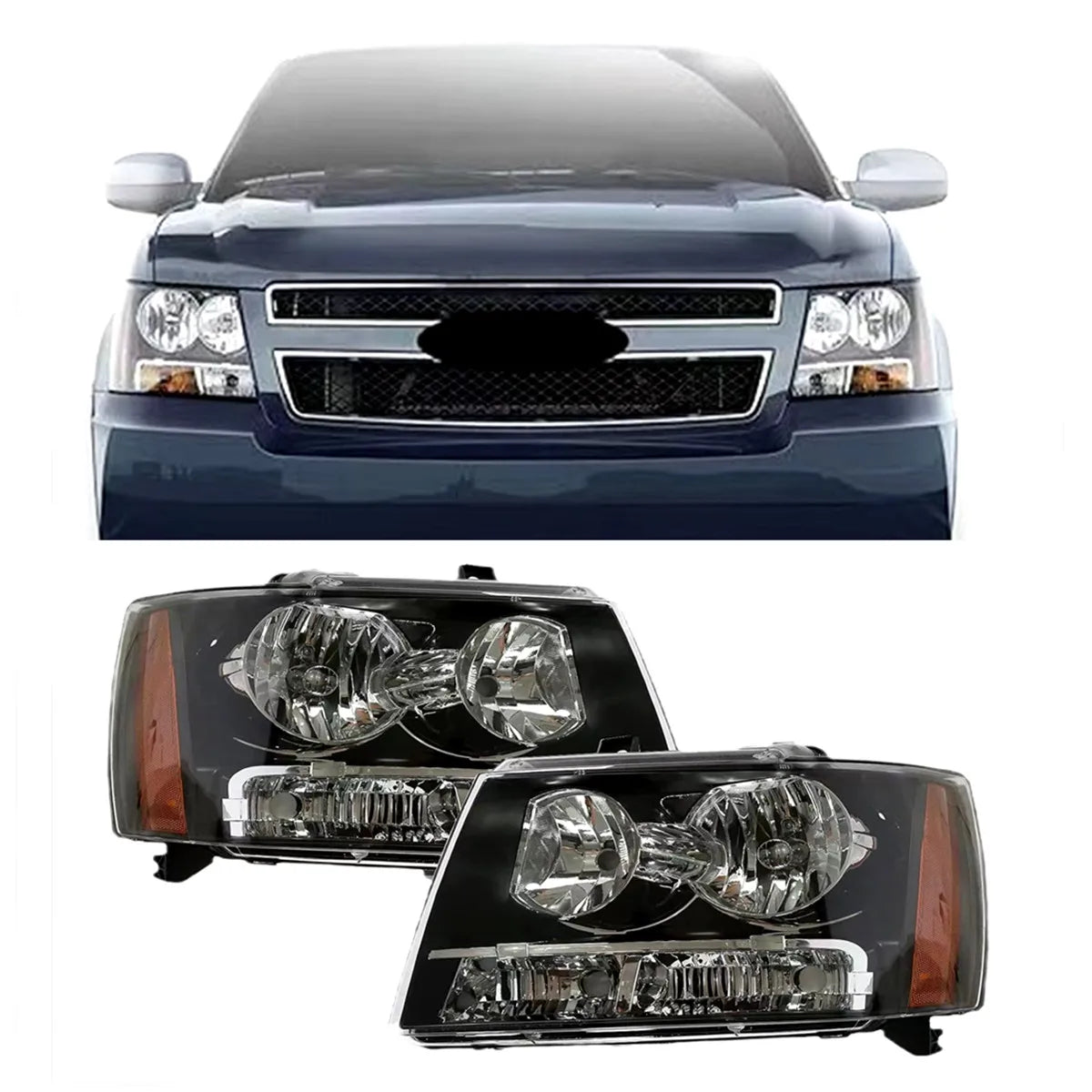 مصباح أمامي للسيارة من Pop DRL مصباح أمامي LED لسيارة شيفروليه أفالانش سوبربان تاهو 2007-2014 مصابيح أمامية قياسية أمريكية