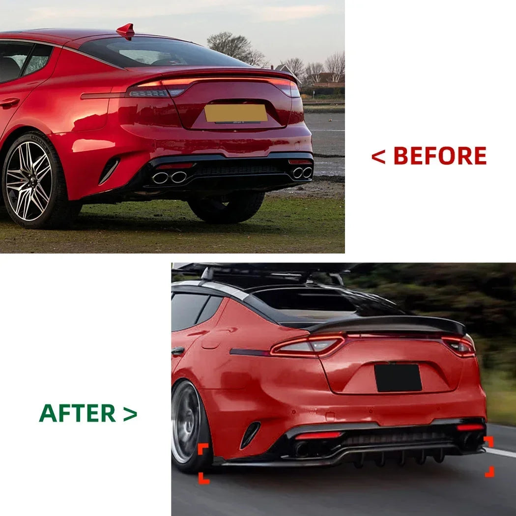 Carbon Fiber Style/Gloss Black Car Rear Bumper Diffuser Lip Spoiler For KIA Stinger 2018 2019 2020 2021 Rear Diffuser Body Kit