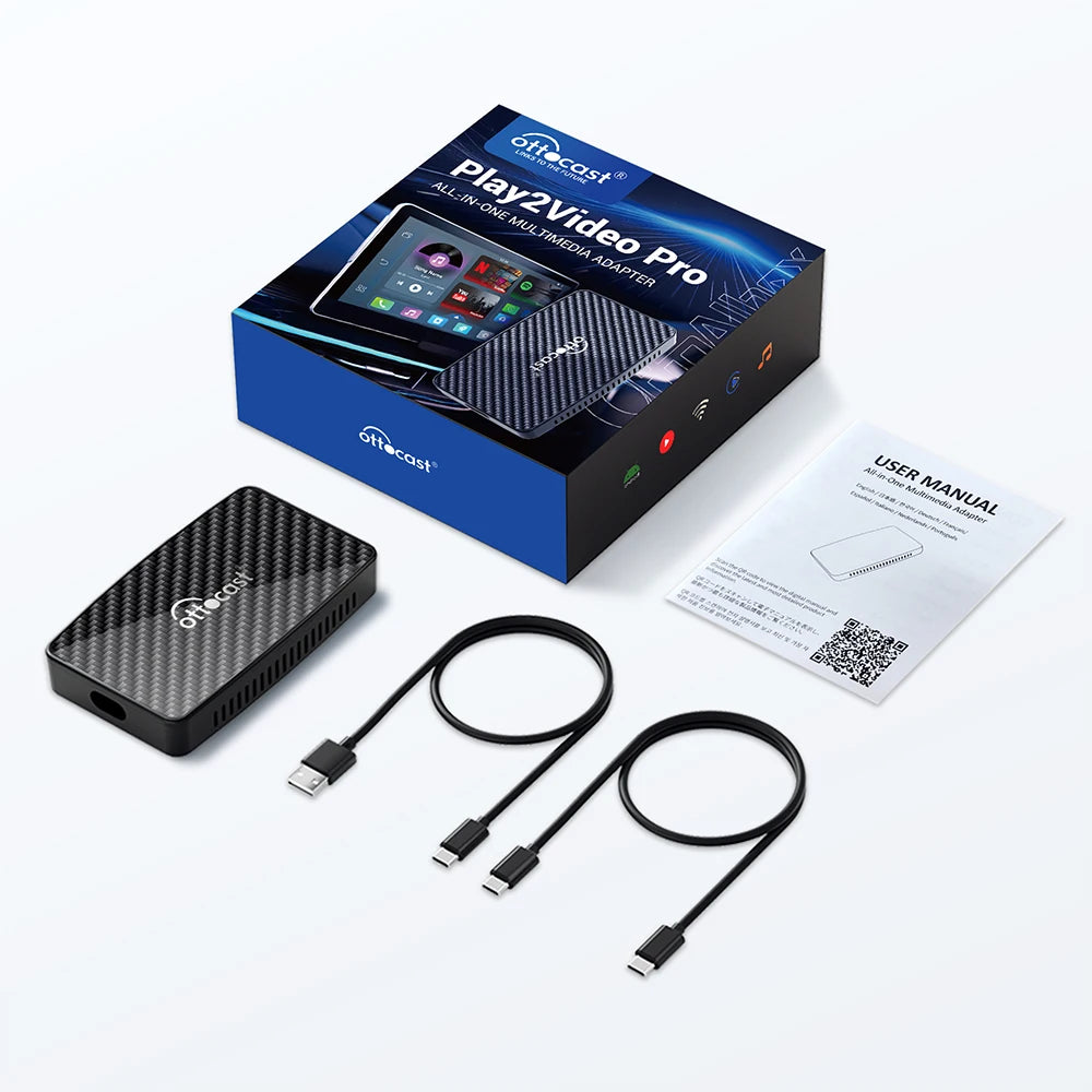 Play2Video Pro Wireless CarPlay Android Auto Adapter for Factory Cars with Builtin Apps for YouTube Spotify