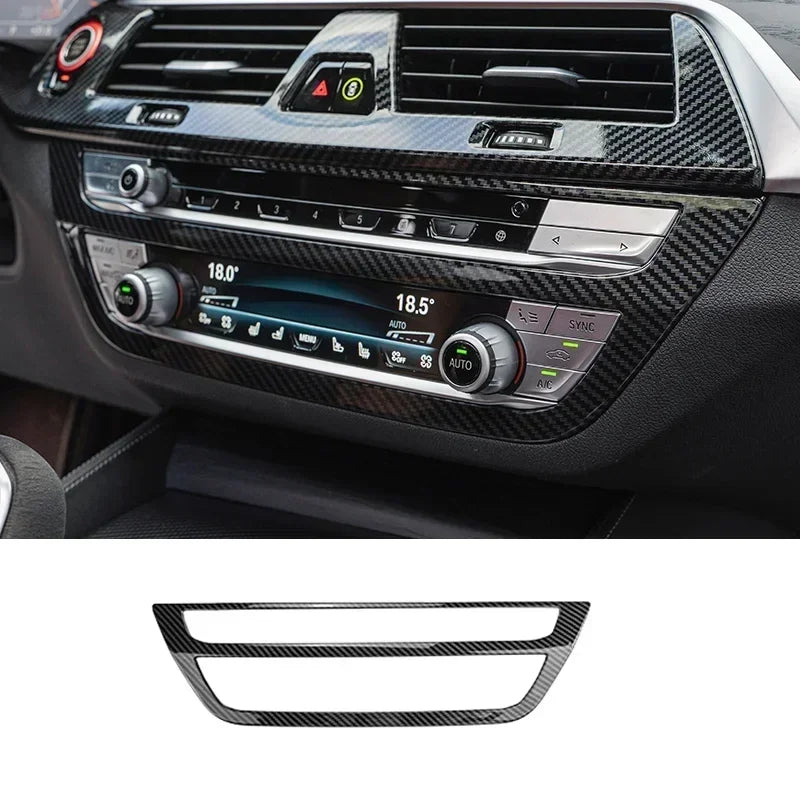 لسيارات BMW الفئة الخامسة G30 G38 2018-2023 من ألياف الكربون لوحة التحكم المركزية غطاء لوحة القيادة ملصقات الزخرفة ملحقات ضبط التصميم الداخلي