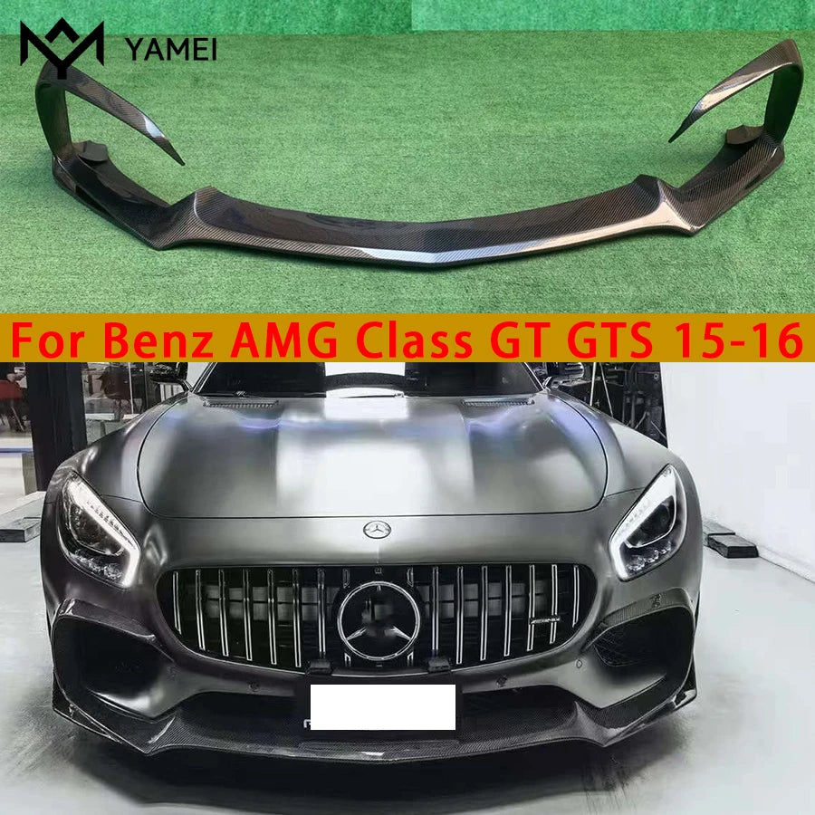 لمرسيدس بنز AMG GT GTS 2015-2016 ألياف الكربون سيارة شفة المصد الأمامي الشفة الأمامية الناشر الجبهة الذقن المفسد اكسسوارات السيارة