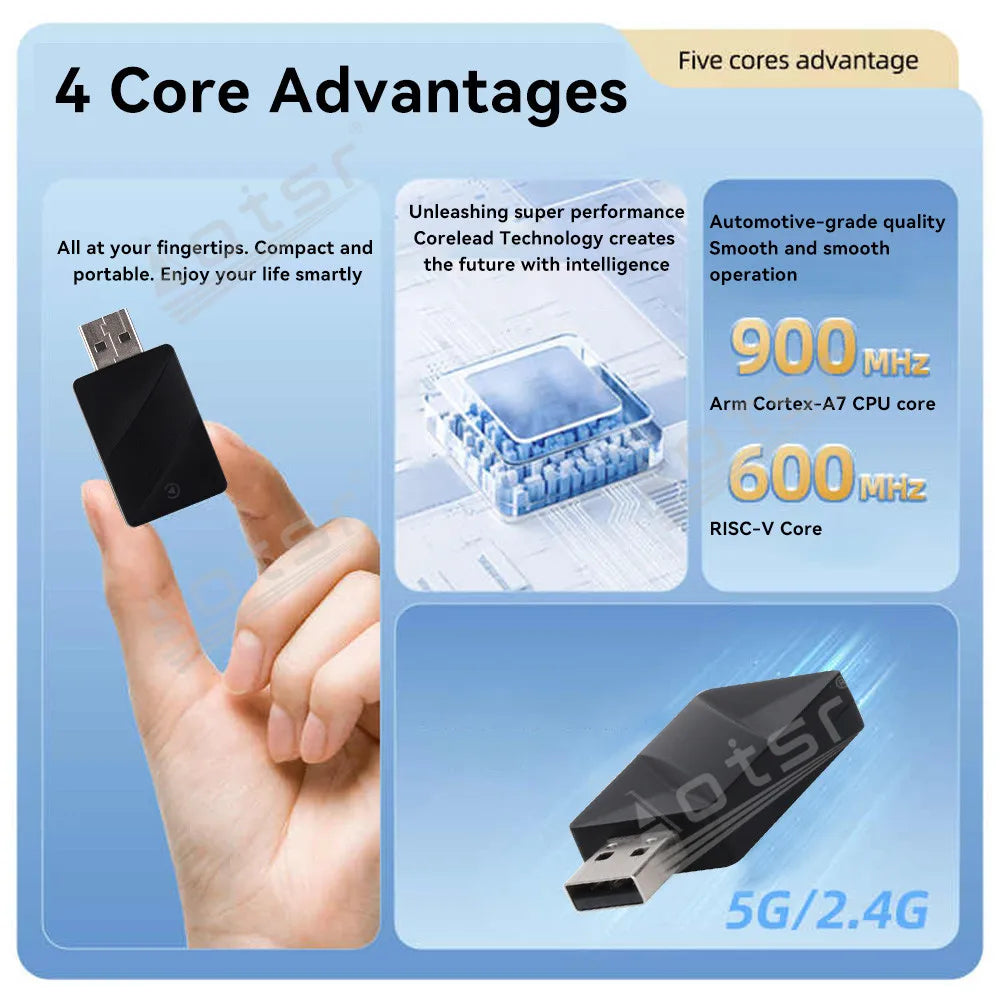 The Car Accessories Modification of Carplay USB Stereo Radio Wireless Plug and Play Compatible with Most Cars