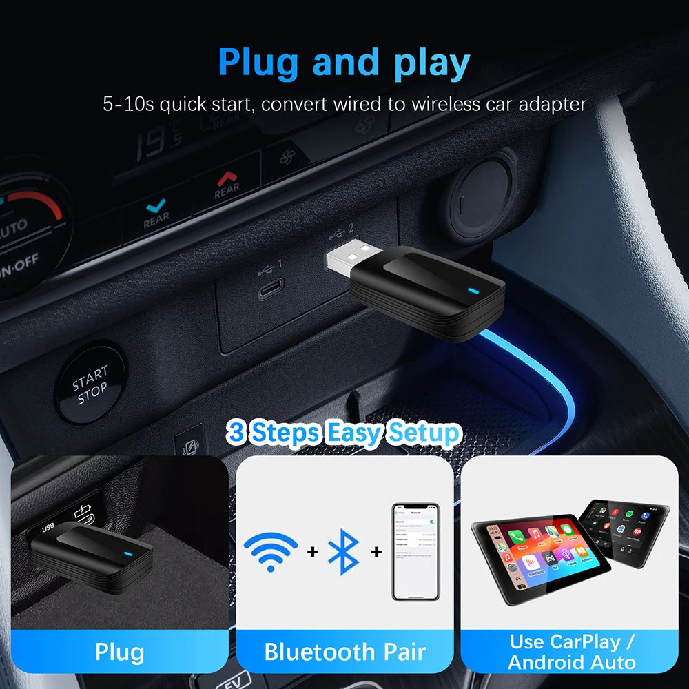 Wireless Adapter CarPlay Android Auto 2in1 Smart Dongle Play&Plug For Citroёn Aircross Berlingo Multispace C4 Picasso C5 Break
