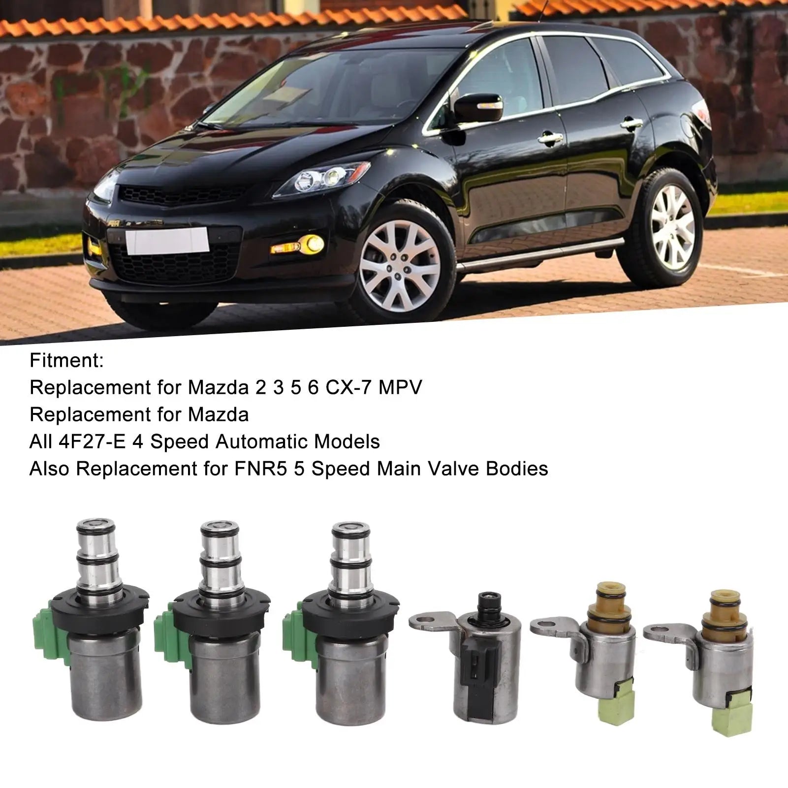 6pcs Transmission Shift Solenoid Set 4F27E Replacement for Mazda 2 3 5 6 CX-7 for mpv