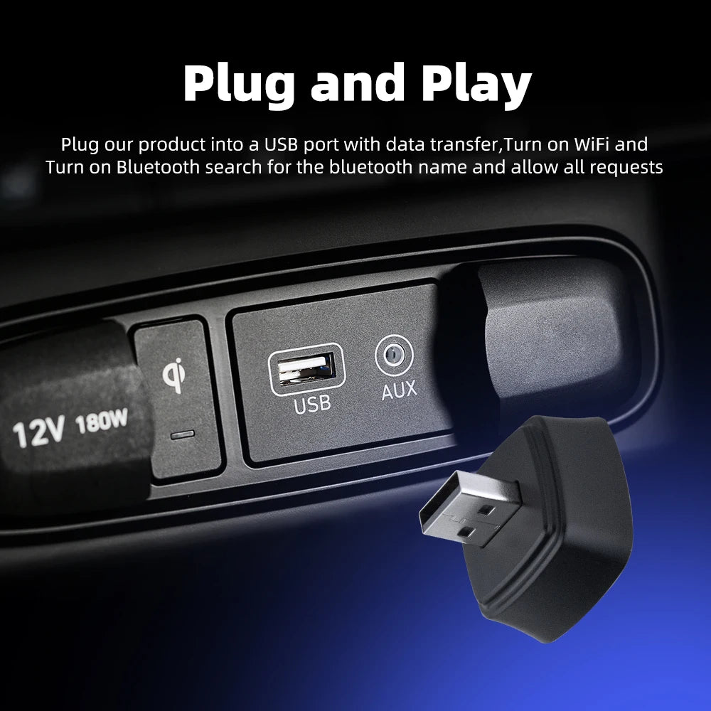Plug-And-Play 2 In 1 Wireless Carplay Android Auto for Hyundai Honda Haval Genesis Ford Fiat Dodge Chevrolet Borgward Ram Volvo