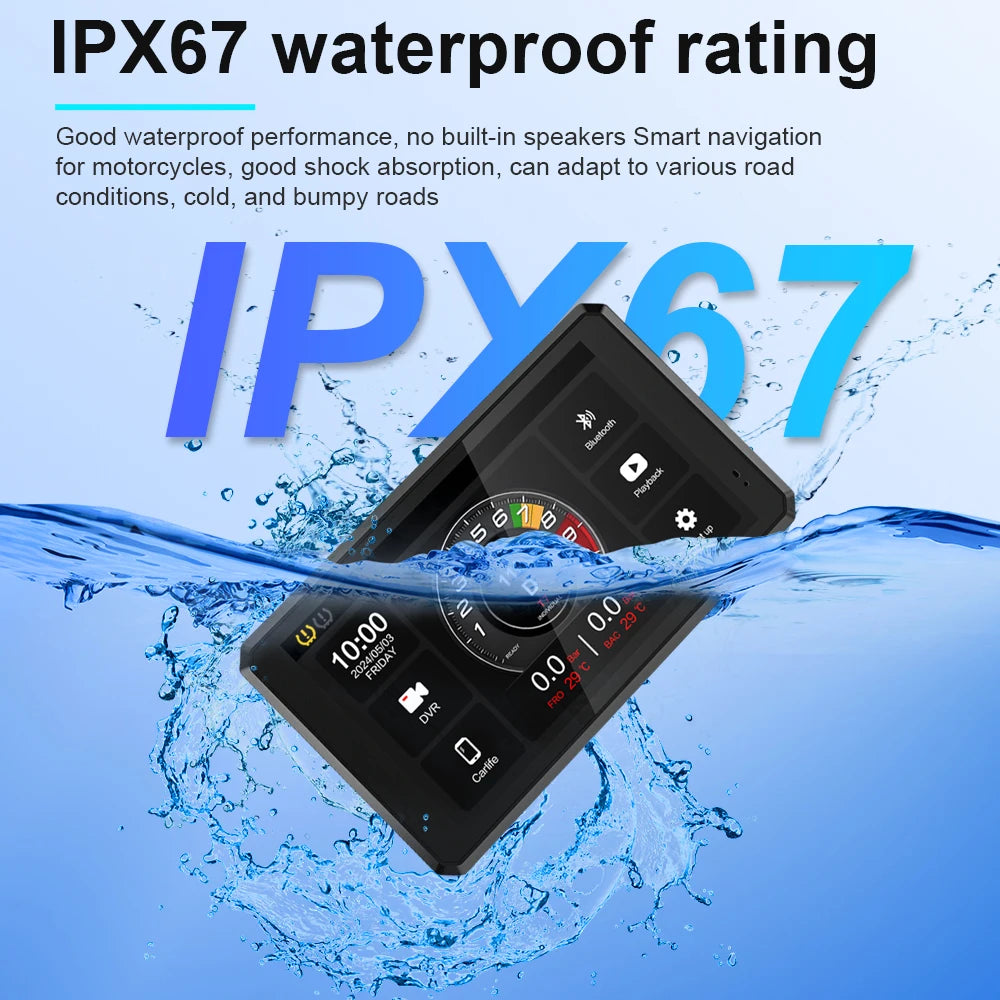 5'' Carplay for Motorcycle Screen Smart Screen Waterproof Wireless Android Auto Dash Board DVR Monitor Navigation GPS TPMS WiFi