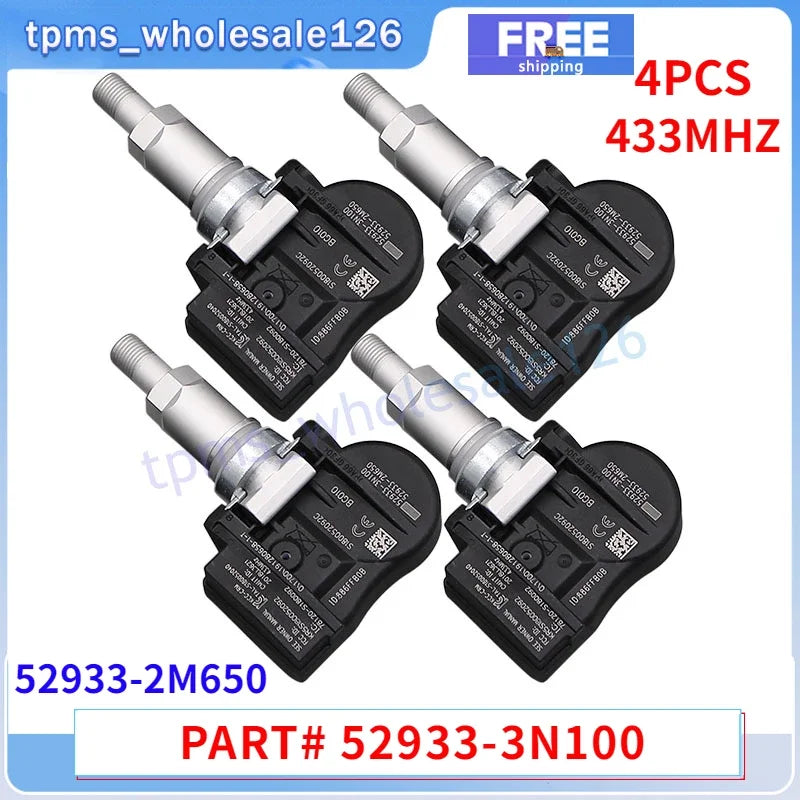 For 2012-2016 Hyundai I30 [GD] Genesis Coupe [BK] Santa Fe Iii [DM] 52933-3N100 Tire Pressure Sensor 4PCS TPMS 433MHZ 529332M650