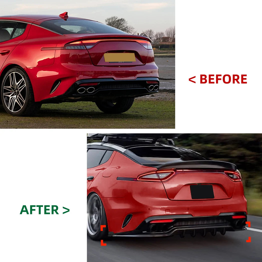 Carbon Fiber Style/Gloss Black Car Rear Bumper Diffuser Lip Spoiler For KIA Stinger 2018 2019 2020 2021 Rear Diffuser Body Kit