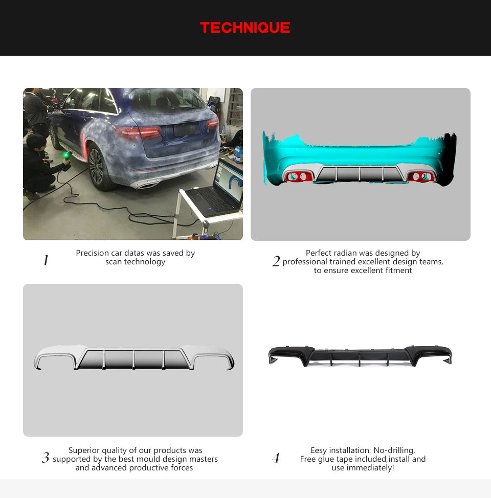طقم هيكل خلفي من ألياف الكربون لسيارة مرسيدس بنز الفئة E الرياضية W212 E63 AMG سيدان 2013-2015