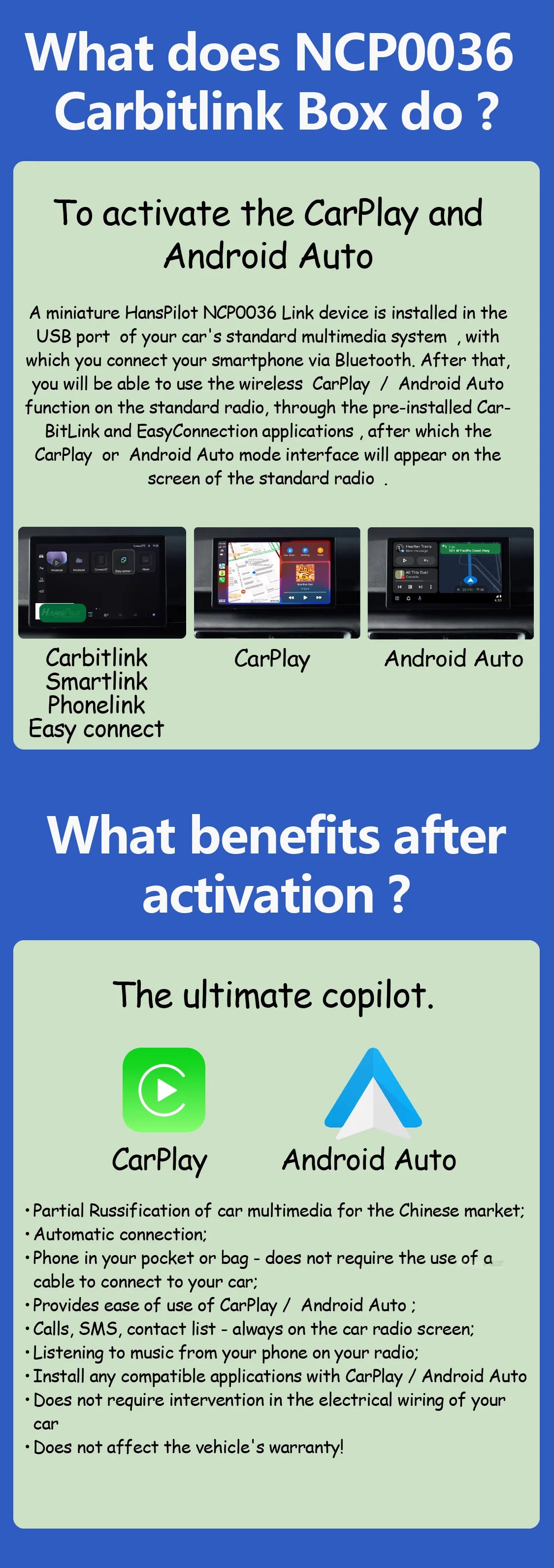 NCP0036 NCP0039 Changan CS35 plus، Hunter، Alsvin carbitlink محول اتصال سهل التحويل إلى CarPlay وAndroid Auto