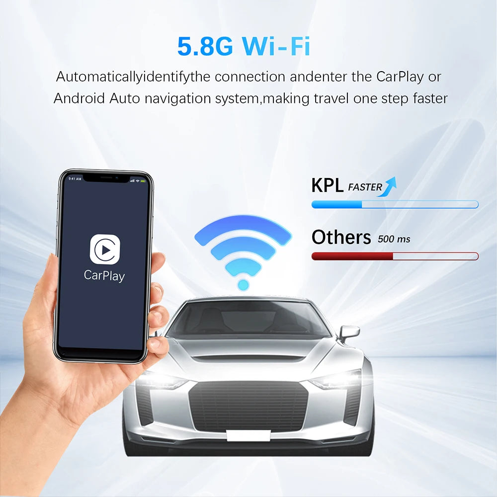 2 in 1 AI Box Mini Adapter Wired to Wireless Carplay&Android Auto Compatible with 99% of Cars Plug and Play WiFi Smart Dongle