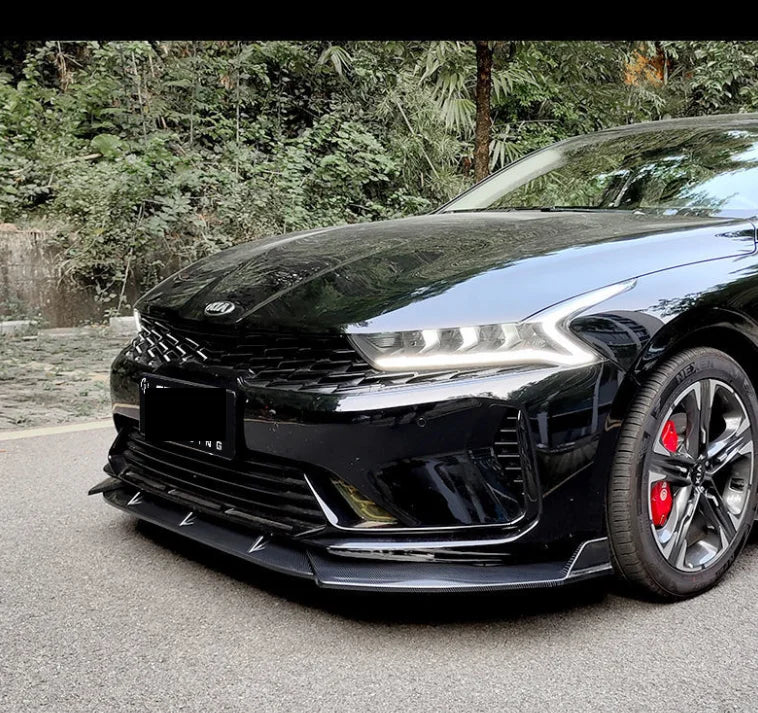 3PCS Glossy Look Front Bumper Spoiler Trim Lip Front Bumper Lip Carbon Fiber Look For KIA K5 2020-2021