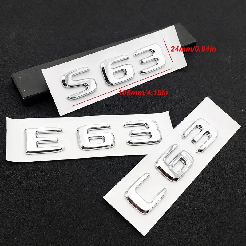 ملصق شعار صندوق السيارة ثلاثي الأبعاد من الكروم ABS لملحقات السيارة Mercedes AMG CE 63 W205 W204 W213 W212 W222 W221 C63 E63 S63
