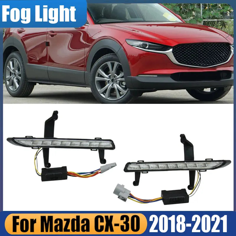 Car Accessories For Mazda CX-30 CX30 2018 2019 2020 2021 1pair  Fog light DRL Daytime Running Light AutoDriving Light Assembly