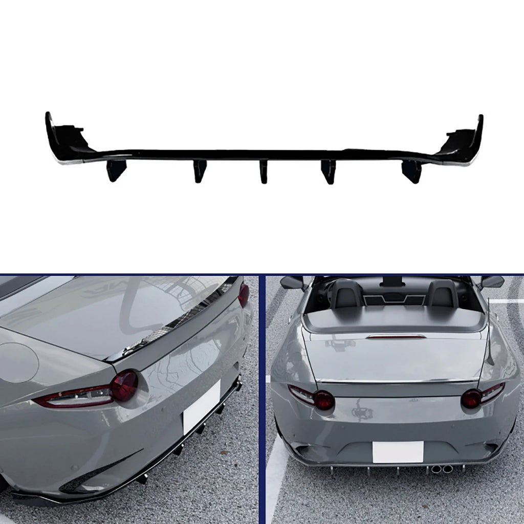 Car Rear Bumper Diffuser Lip ABS Boot Spoiler Splitter For Mazda MX-5 MX5 Miata ND 2016-2025 Carbon Fiber Look/Black Bumper Trim