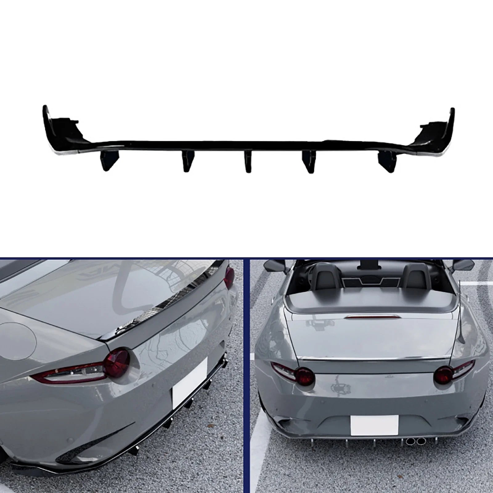 Car Rear Bumper Diffuser Lip ABS Boot Spoiler Splitter For Mazda MX-5 MX5 Miata ND 2016-2025 Carbon Fiber Look/Black Bumper Trim