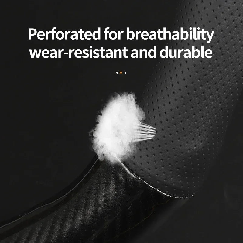 KIA Car Carbon Fiber Leather Car Steering Wheel Cover for  Rio Sorento Sportage Forte K3 K2 K5 Stonic Strong Spectra Optima