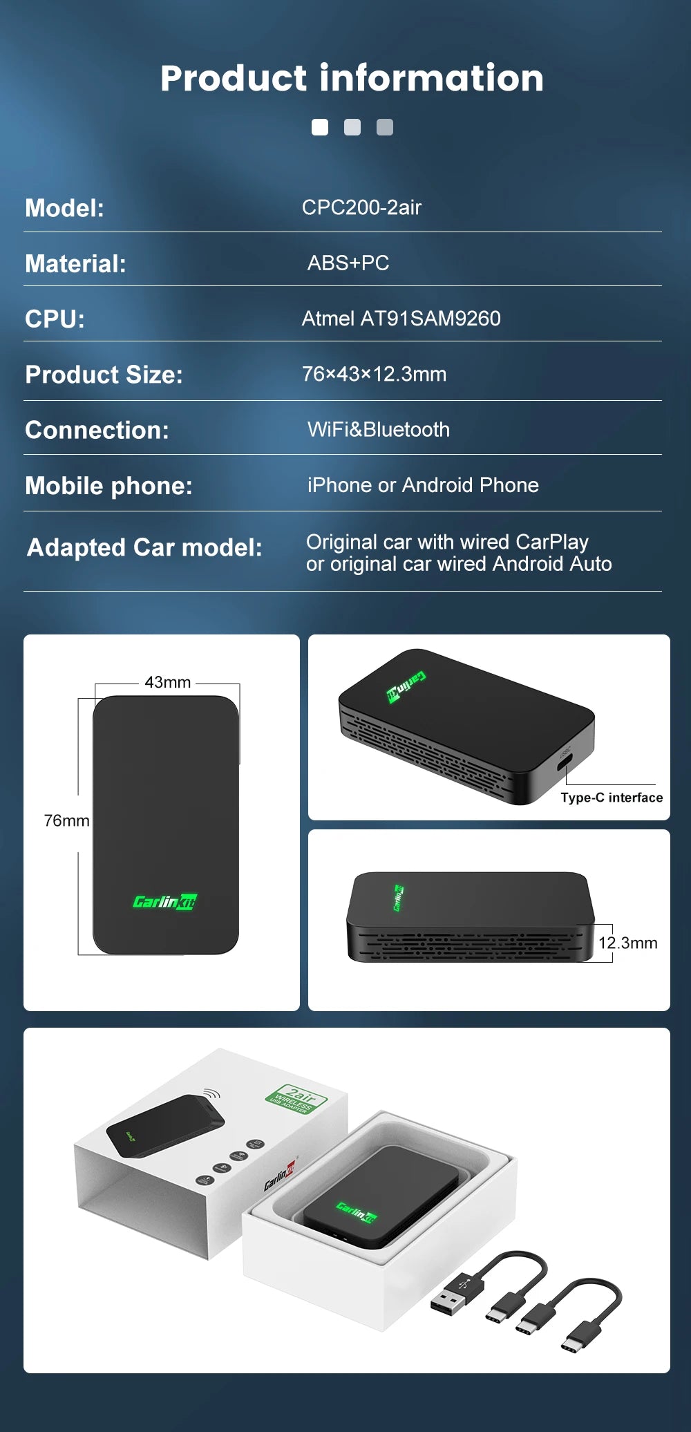 CarlinKit 5.0 & CarlinKit 4.0 Wireless CarPlay Android Auto Waze Music Spotify Auto For Audi Golf Peugeot Mazda KIA Mercedes MG