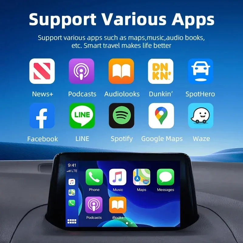 2 in1 Wired to Wireless CarPlay Adapter Plug & Plug Auto Connect Converts for Wired Cars Compatible CarPlay & Android Auto