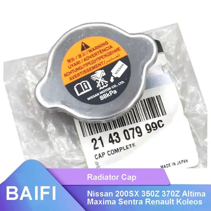 غطاء خزان مياه رادياتير أصلي جديد تمامًا من BAIFI رقم 214307999C لسيارات نيسان 200SX و350Z و370Z وAltima وMaxima وSentra وRenault Koleos