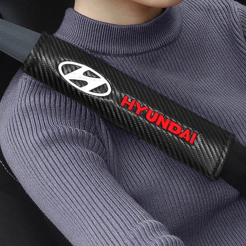 Hyundai Carbon Fiber Car Seat Belt Shoulder Cover Protection Pads Compatible with Tucson Accent Elantra Santa Sonata I20 I30 I40